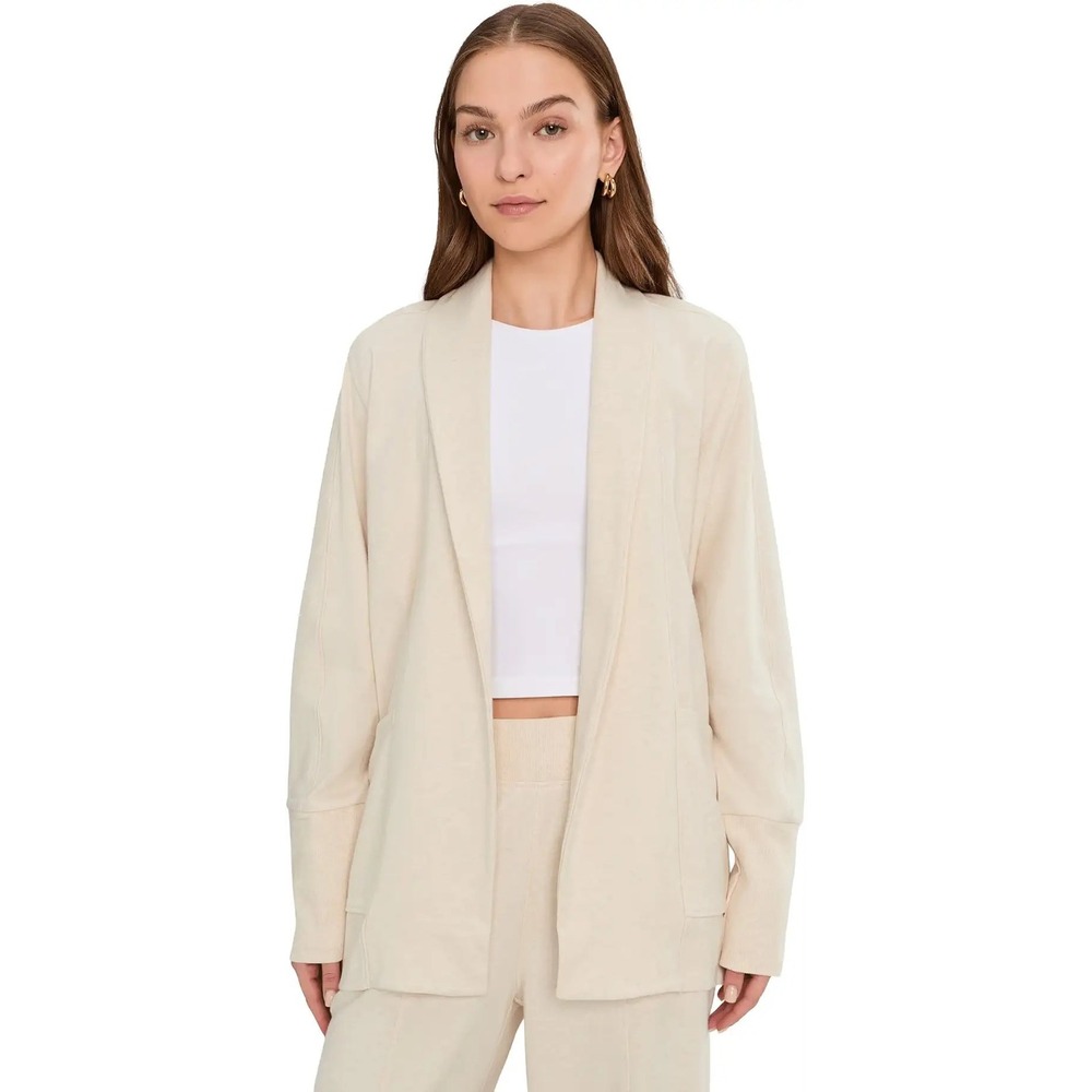 Pact Airplane Wrap Cardigan Wheat Heather Organic Cotton Travel Casual Women M/L